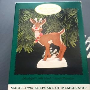 NWOT Keepsake Ornament Collectors Club MAGIC 1996 Rudolph Light Up Nose